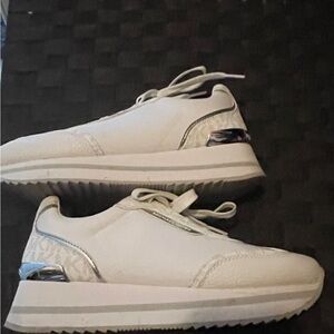 Michael Kors White Sneakers with Silver Logo